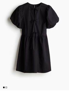 H&M Black tie front poplin dress